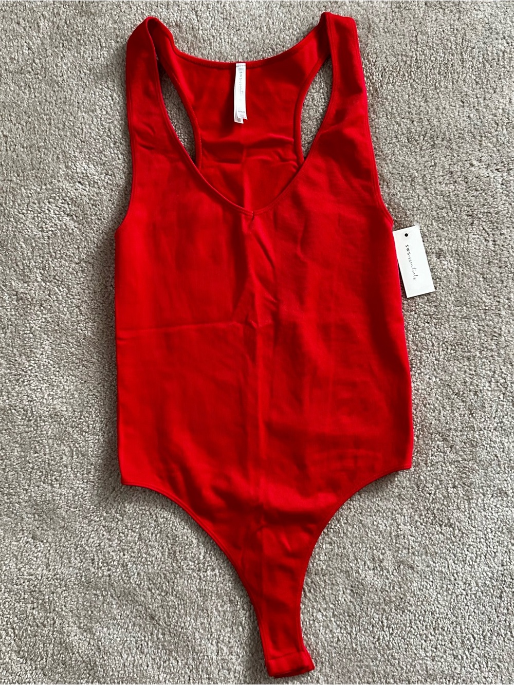 Red Racerback One-Piece Bodysuit - Unbranded